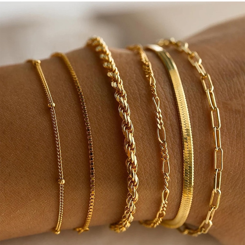 New! Begonia 14K Gold Plated Bracelet Set(3028)